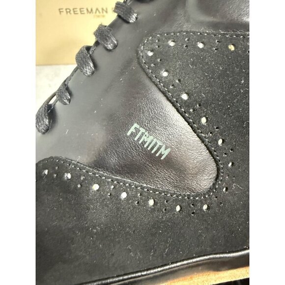 NIB Freeman Plat Mens‎ Court Mid Black Leather & Suede Hi-Top Sneakers Size 12 - Picture 11 of 13